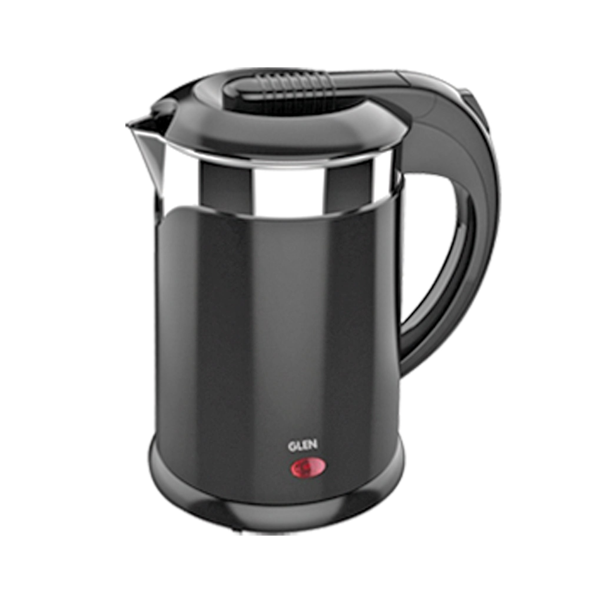 Glen Sa 9015 Dx 1350 Watt Electric Kettle - Plastic Clad Stainless Steel with 360° Rotational Base 1.2 Litre 1350 W - Black (9015 DX)