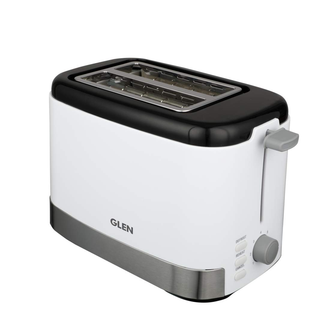 Glen Sa 3012 Toaster - Electric Auto Pop-up Toaster, 2 Slice 800W, 7 Level Browning Control, Removable Crumb Tray - White (3012)