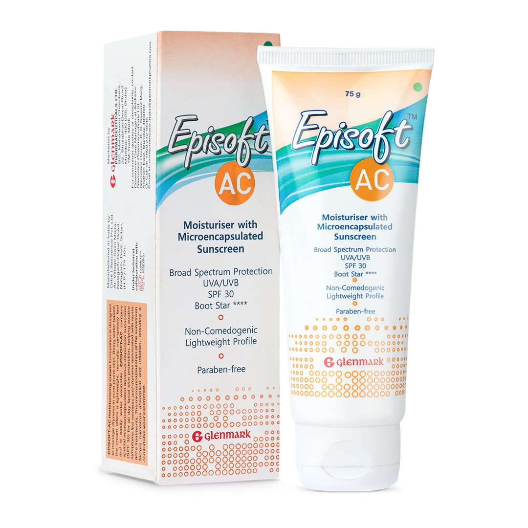 Glenmark Episoft AC 2 IN 1 Moisturizer & Sunscreen For Acne Prone Skin SPF 30 - 75 Grams