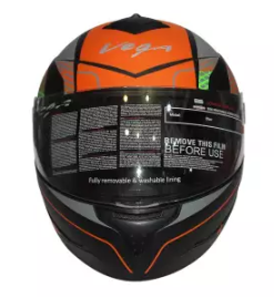 Vega Gliss Single Visor Full Face Black/Orange Helmet-M
