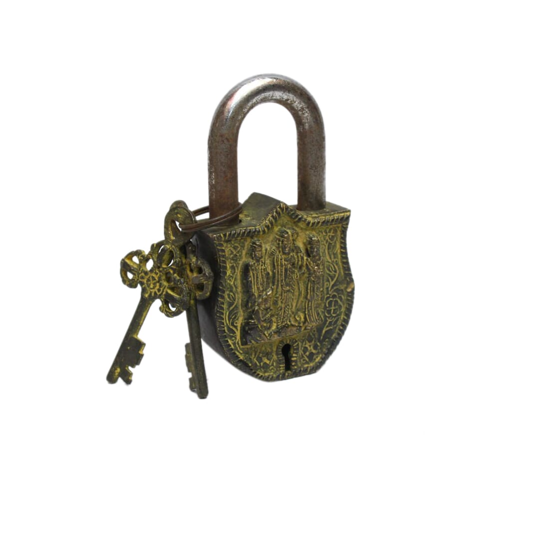 Seven Chakra Handicraft - Golden God/om Design Lock With Two Keys
