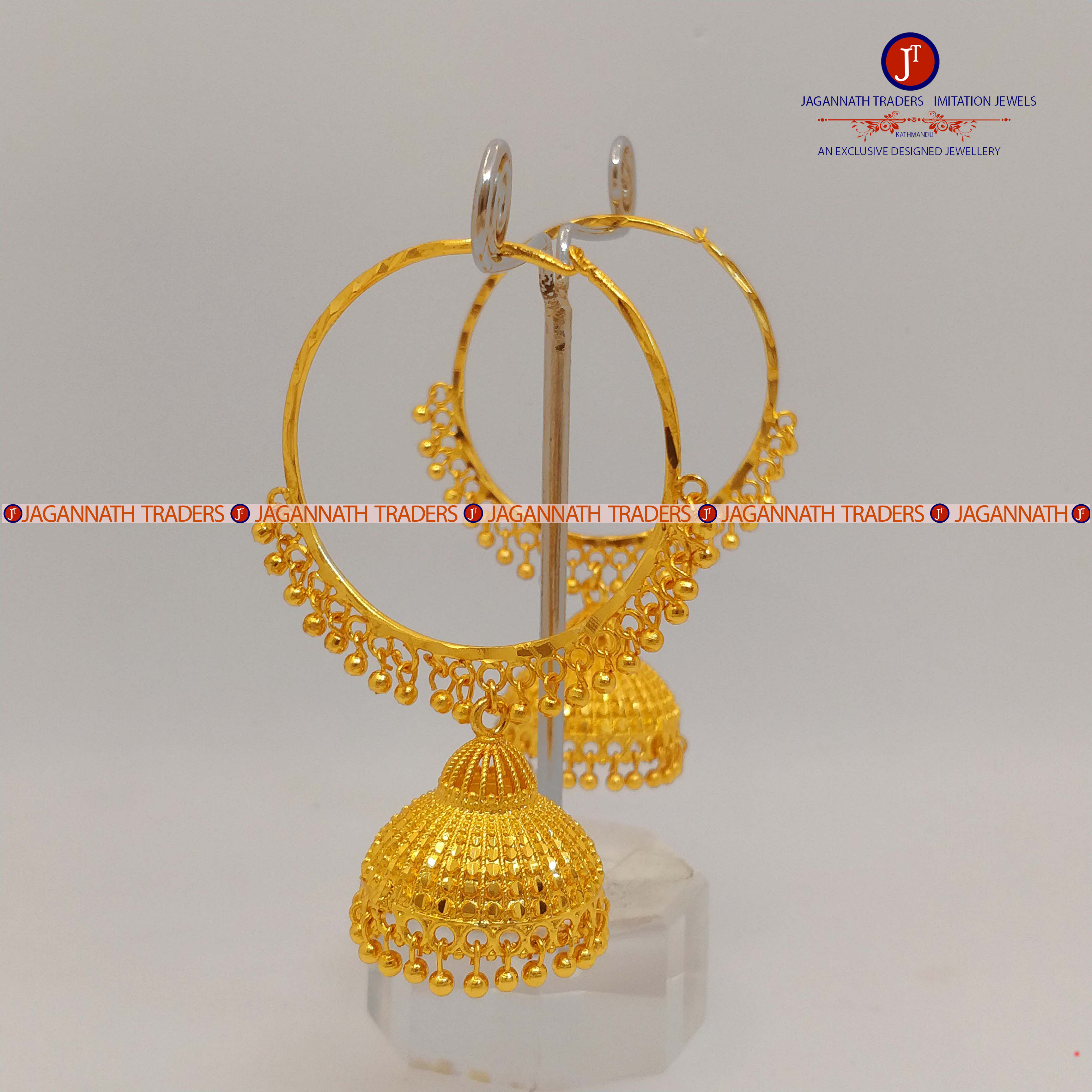 Gold Plated Big Pinjara Jhumka Set For Women