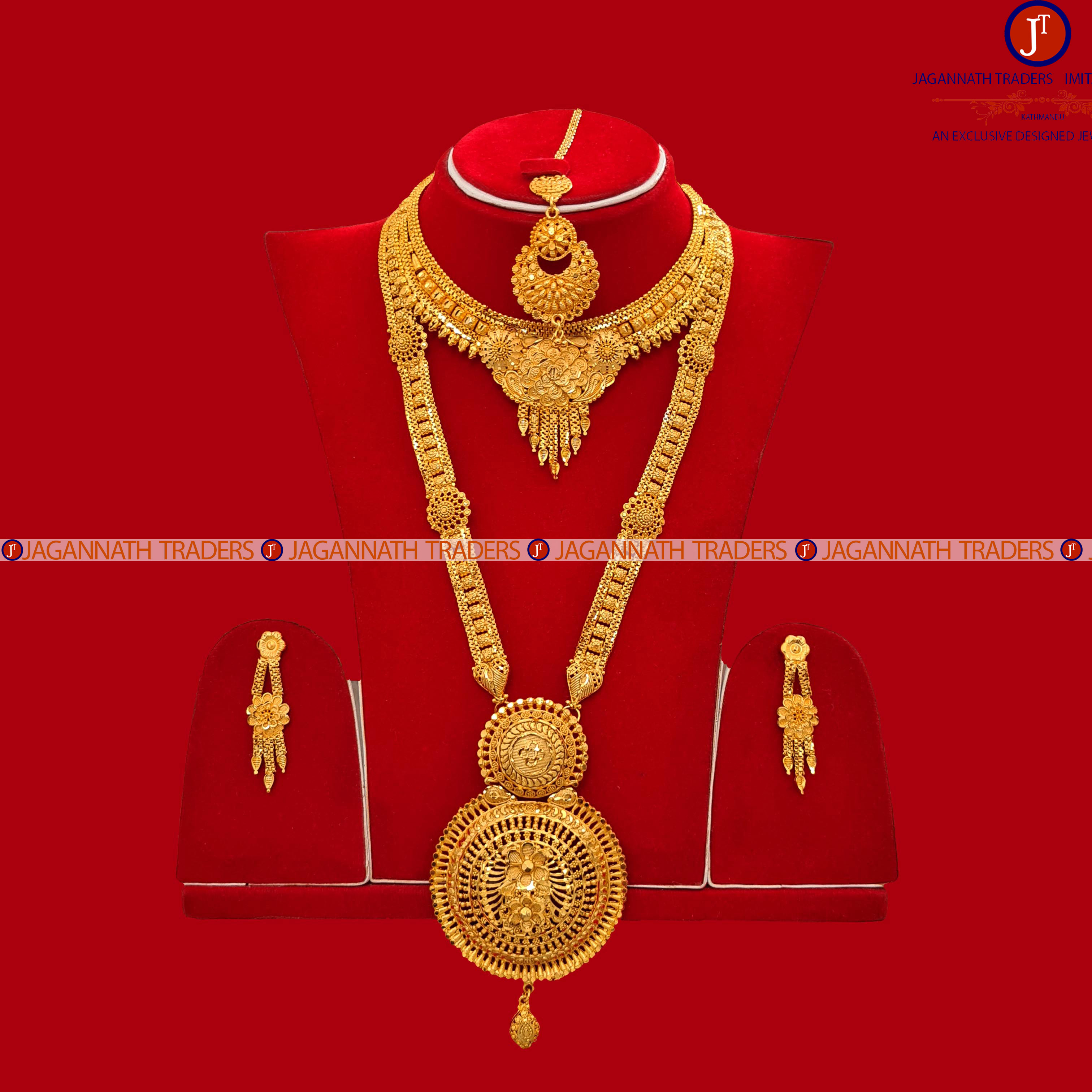 Rani Haar With Mini Haar,Earring And Maangtika Gold Plated For Women