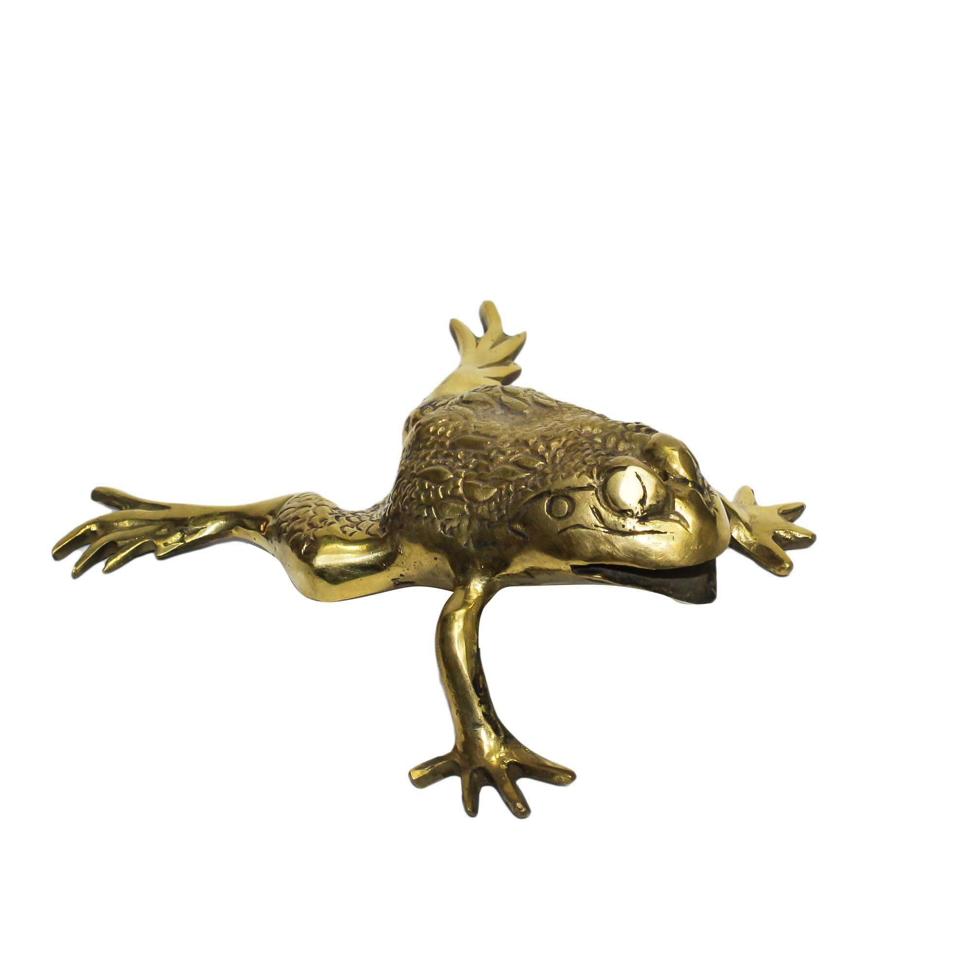 Seven Chakra Handicraft - Golden Brass Frog Statue