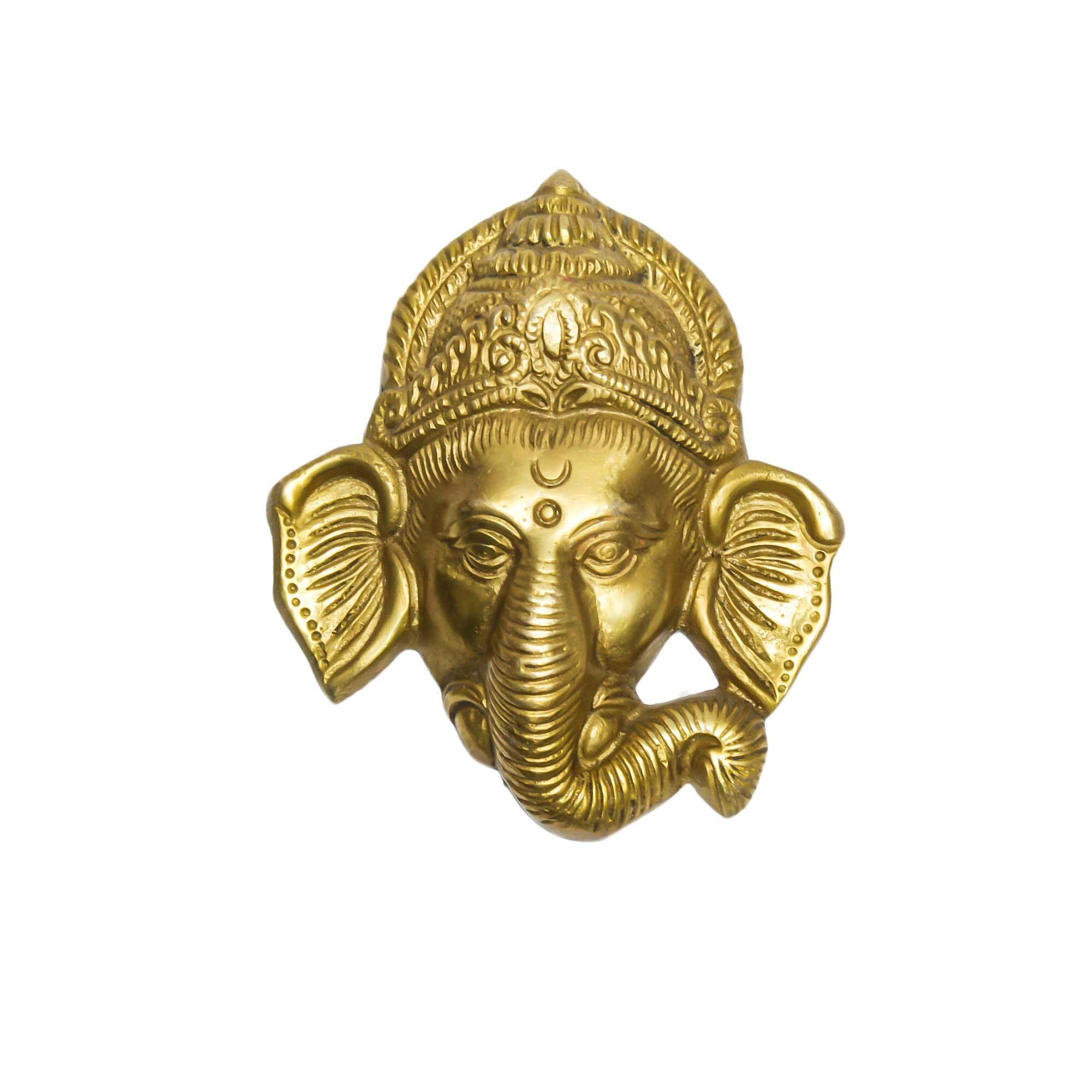Seven Chakra Handicraft - Golden Brass Lord Ganesh Wall Décor