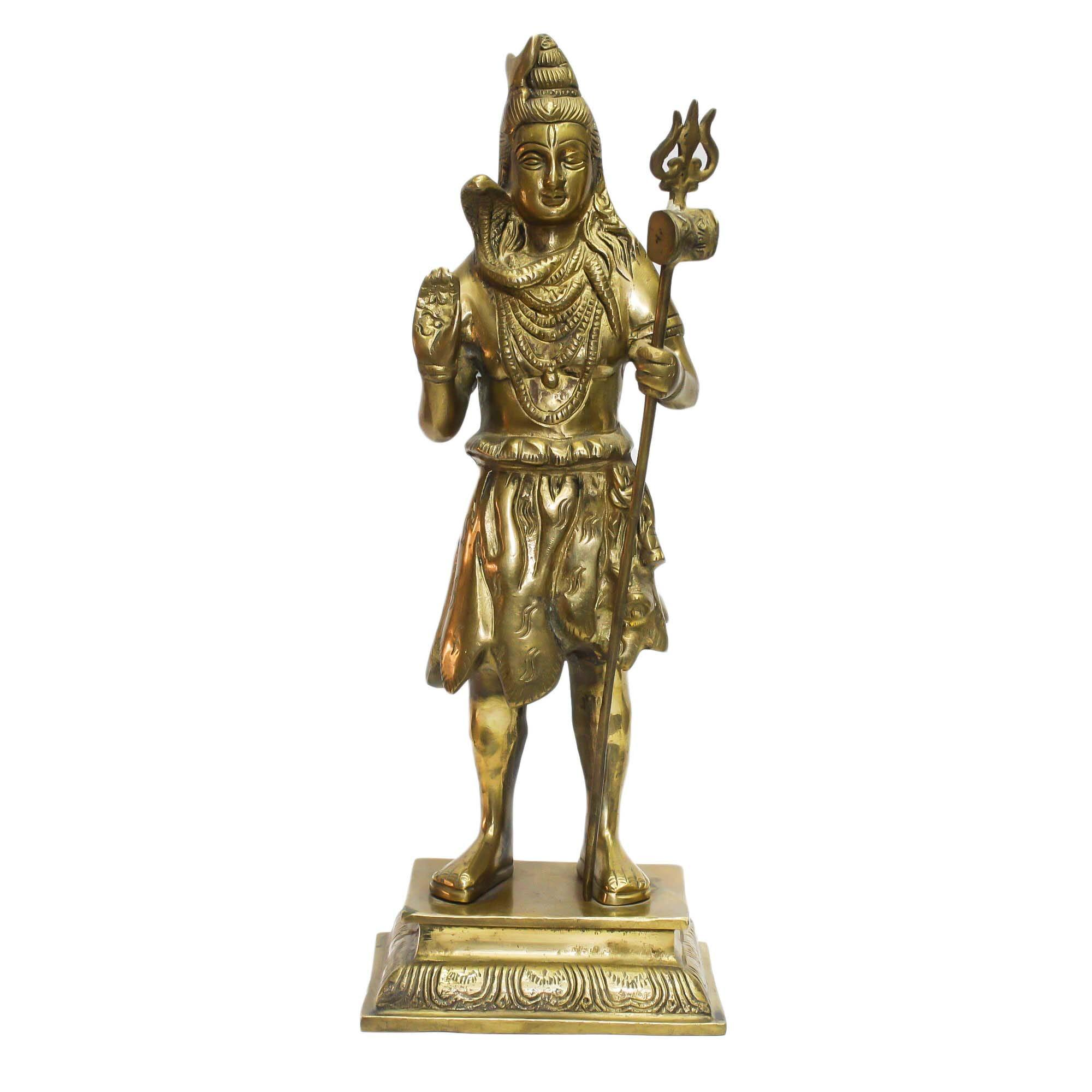 Seven Chakra Handicraft - Golden Brass Standing Lord Shiva Statue
