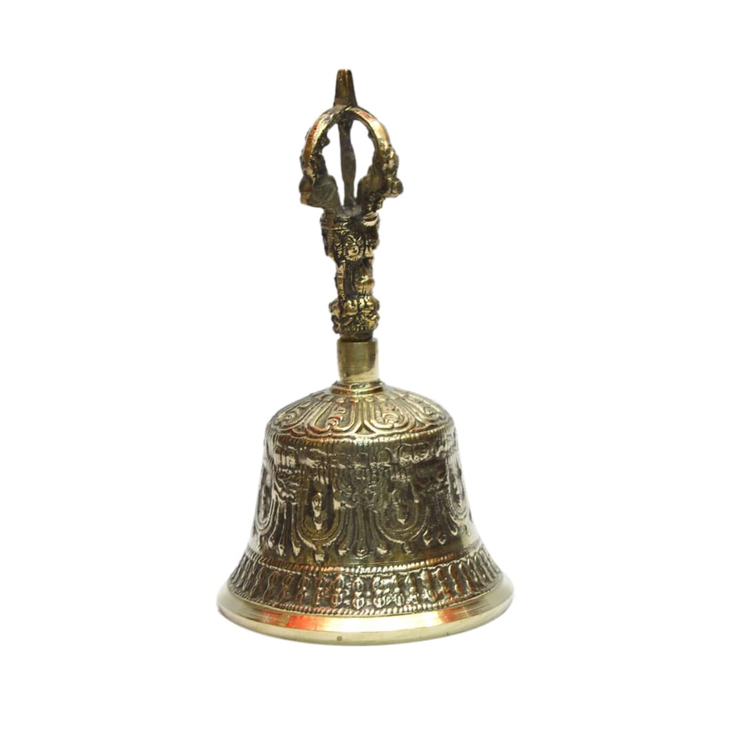 Seven Chakra Handicraft - Golden Carved Bell - Large