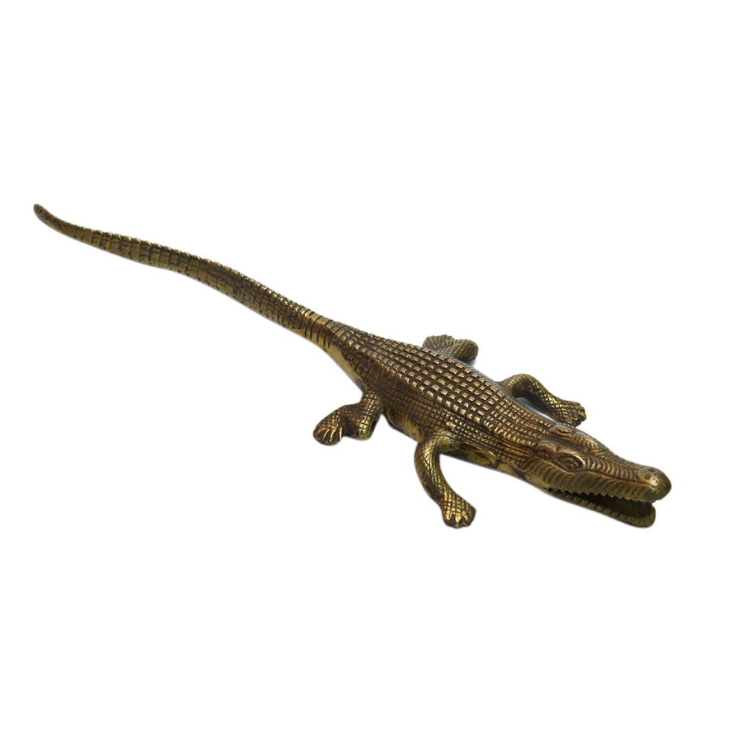Seven Chakra Handicraft - Golden Craved Crocodile Décor