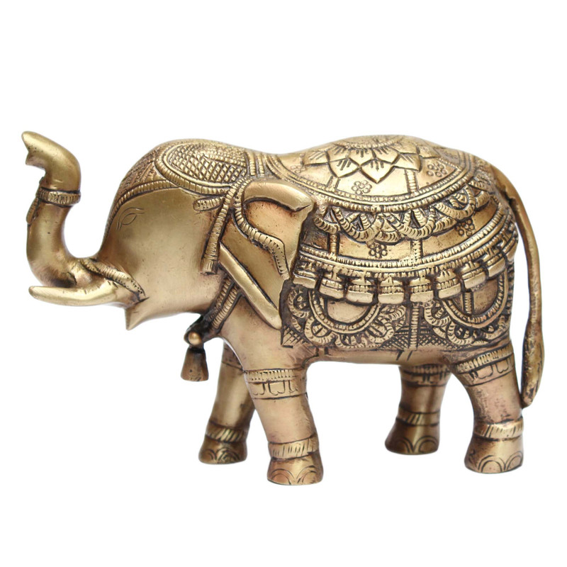 Seven Chakra Handicraft - Golden Mother Elephant Statue