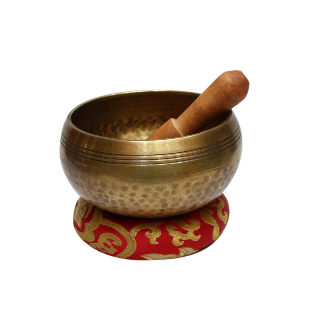 Seven Chakra Handicraft - Golden/red Craved Design Singing Bowl-5.5 Inch