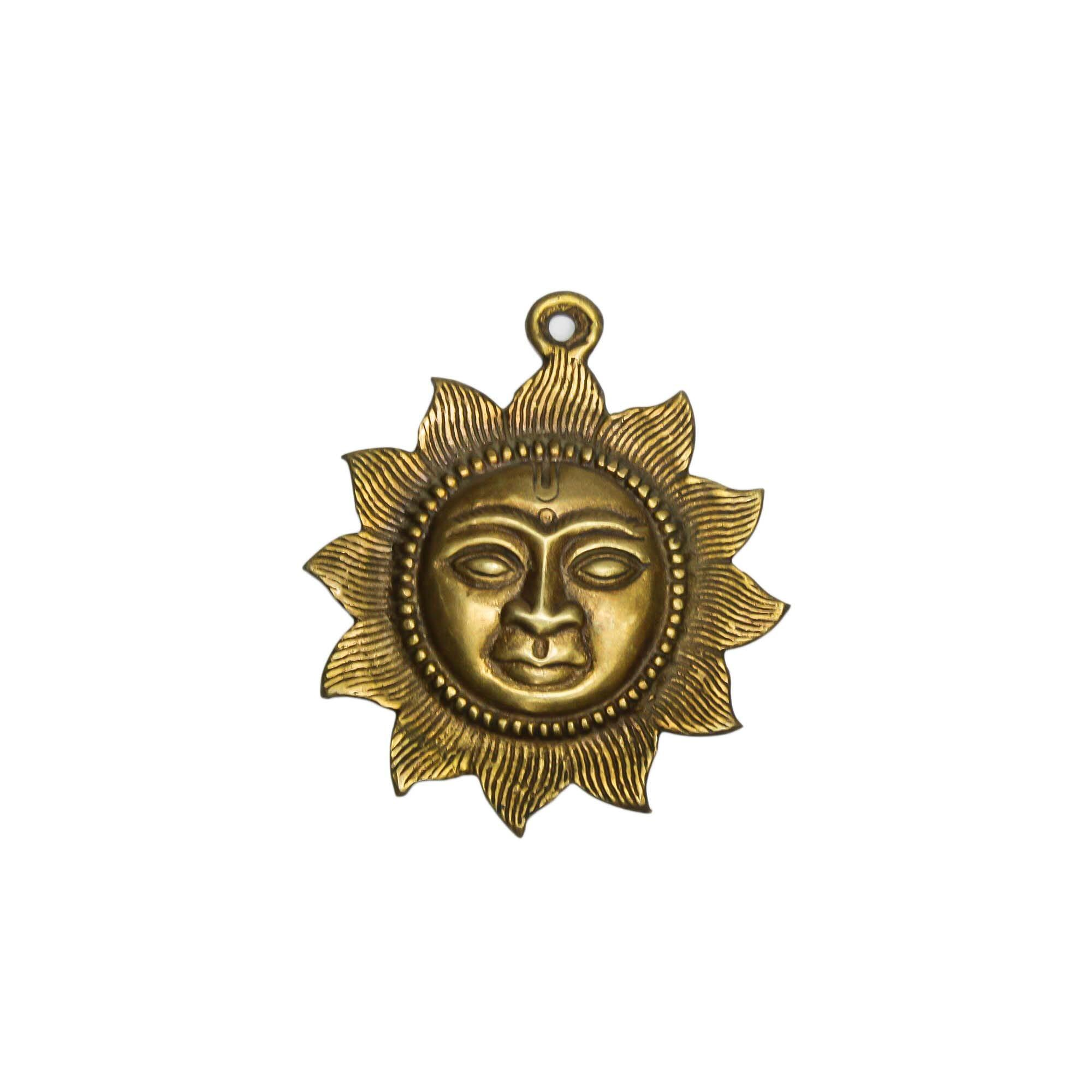 Seven Chakra Handicraft - Golden Shinny Brass Surya Wall Décor