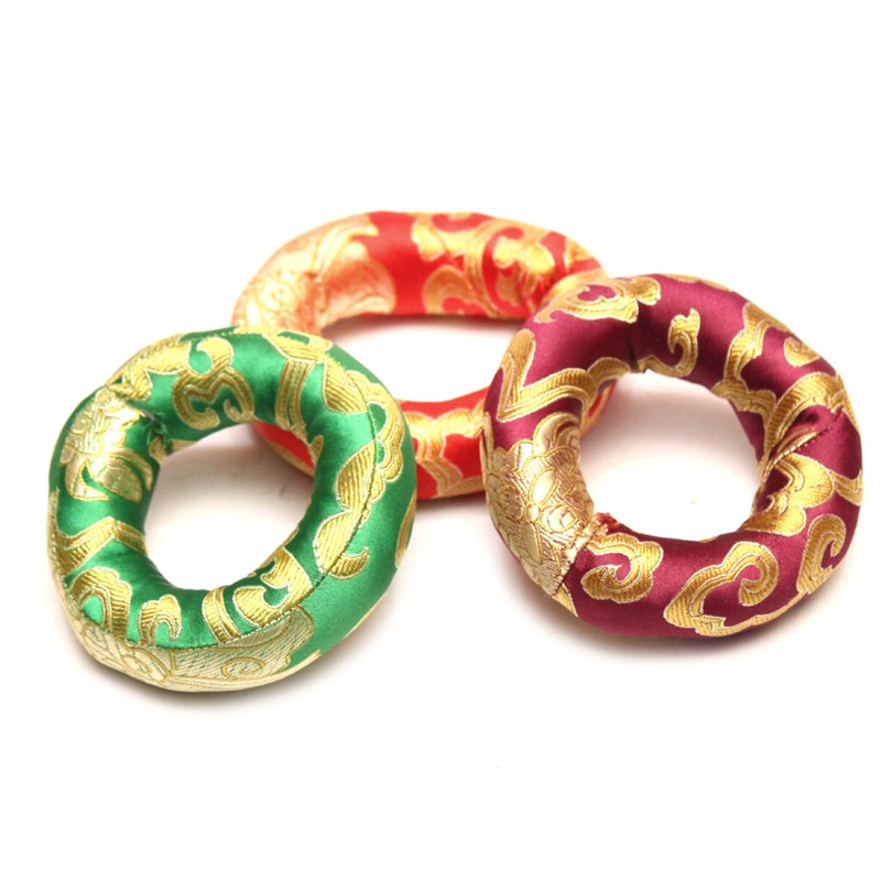 Seven Chakra Handicraft - Golden Singing Bowl Cushions (Small Size) Set Of 3