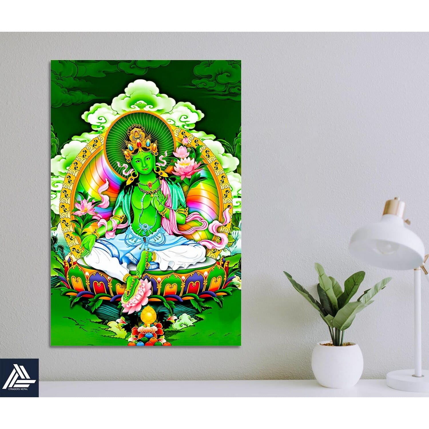Green Tara Single Panel Canvas | Wall | Home Decor | Canvas | Wall Art With Frame Inside