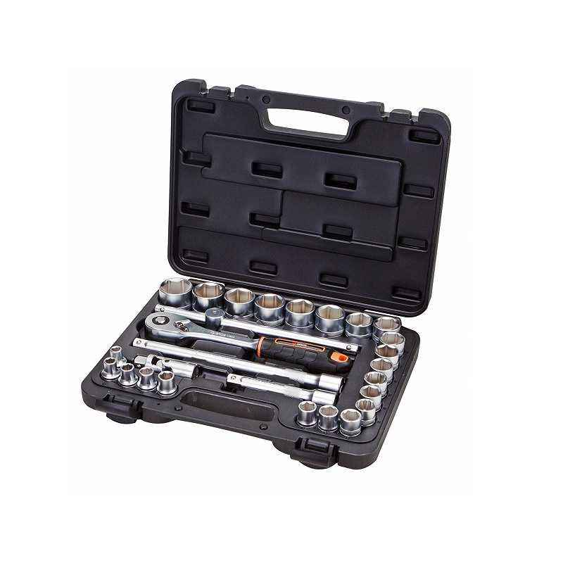 Groz 27 Pieces 1/2 Inch Drive Hex Socket Set In Moulded Cases, KIT/SKT/H/1-2/27/UG