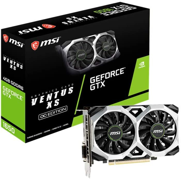 MSI GTX 1650 D6 Ventus XS OC Gaming GeForce GTX 1650 128-Bit HDMI/DP/DVI 4GB GDRR6 HDCP Support DirectX 12 VR Ready OC Graphics Card