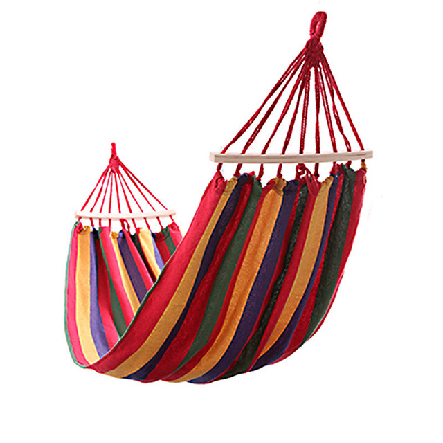 Laughing Buddha - Portable Canvas Hammock with Wood Support – Double