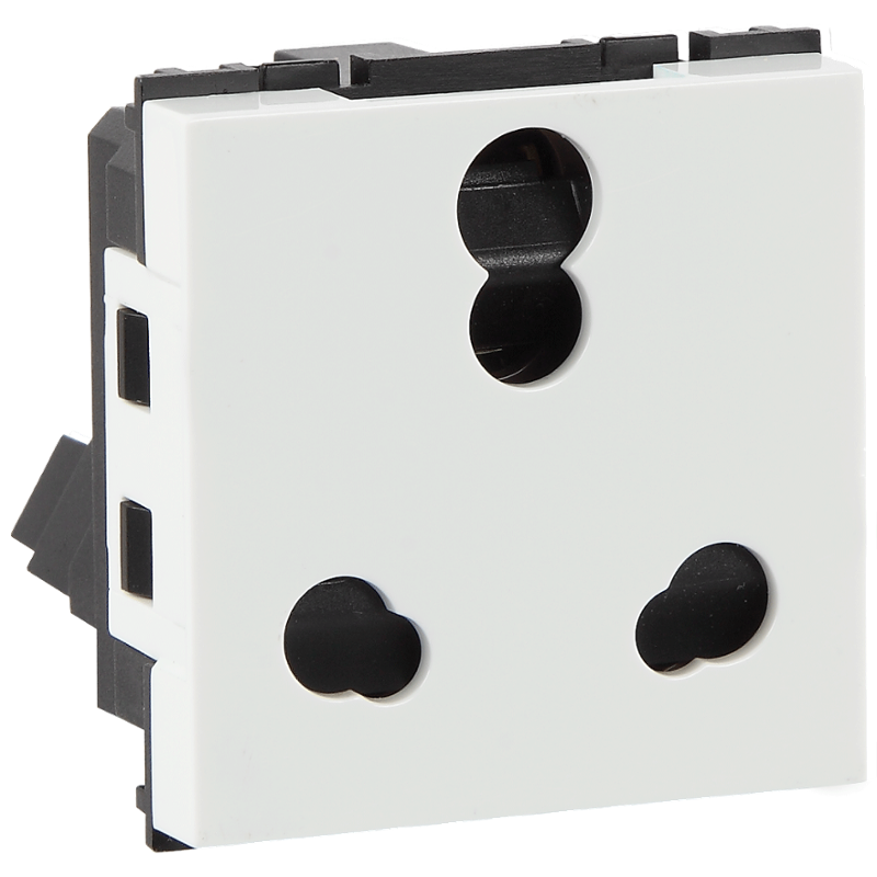 Havells 6/16A 3 Pin Polycarbonate White Shuttered Socket, AHFKCXW163