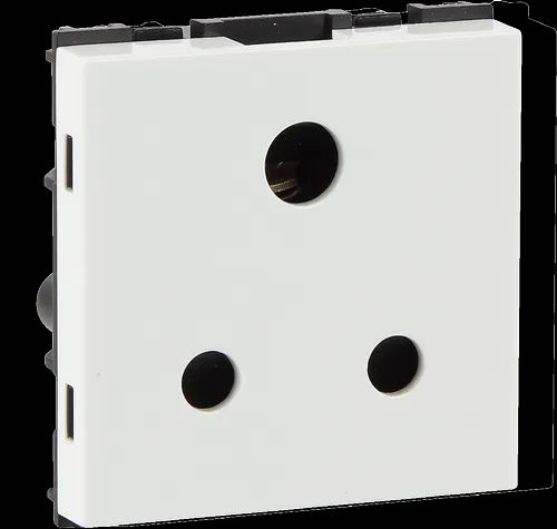 Havells 6A 3 Pin Polycarbonate White Shuttered Socket, AHFKPXW063