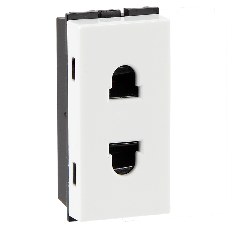 Havells 6A 2 Pin Polycarbonate White Shuttered Socket, AHFKSXW062