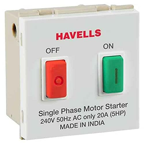 Havells Fabio 20A Polycarbonate & Pbt White Motor Starter, AHFSMXW201