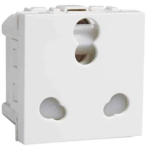  Havells Coral 6-16A Polycarbonate Pure White 3 Pin Shuttered Socket, Ahlkcxw163