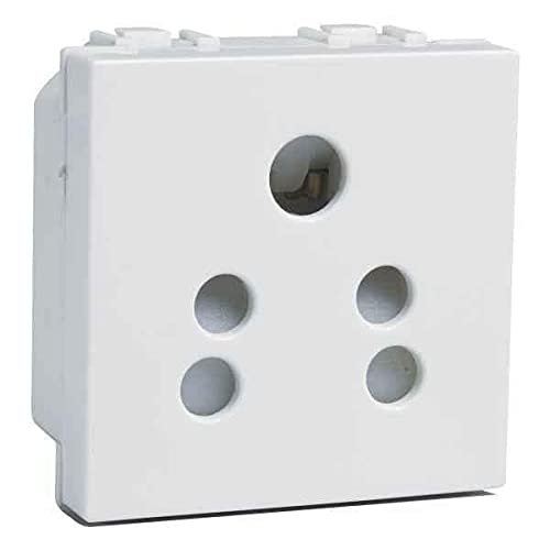 Havells Coral 6A Polycarbonate Pure White 5 Pin Socket, Ahlkpxw065