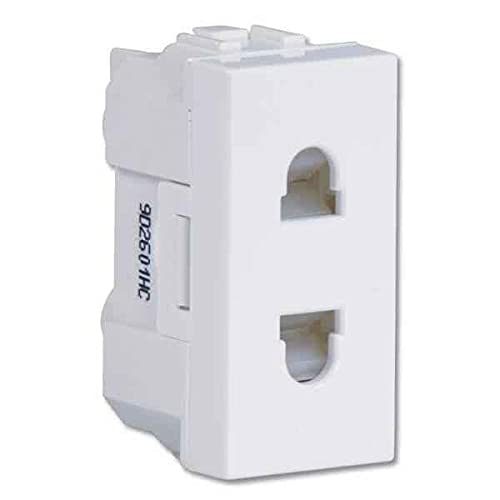 Havells Coral 6A Polycarbonate Pure White 2 Pin Socket, Ahlksxw062