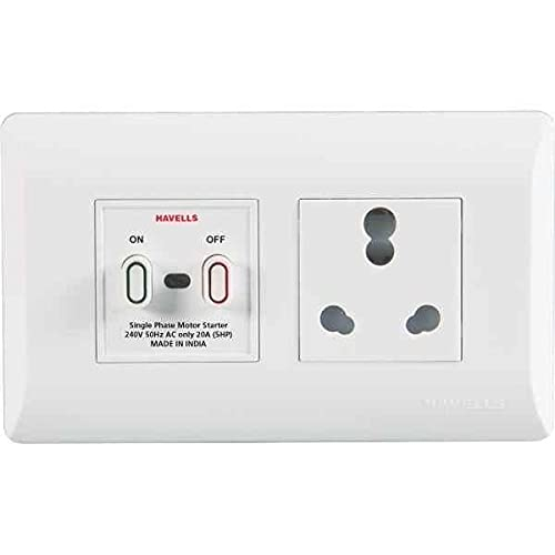 Havells Coral 20A Polycarbonate Pure White Power Unit, Ahlo202504