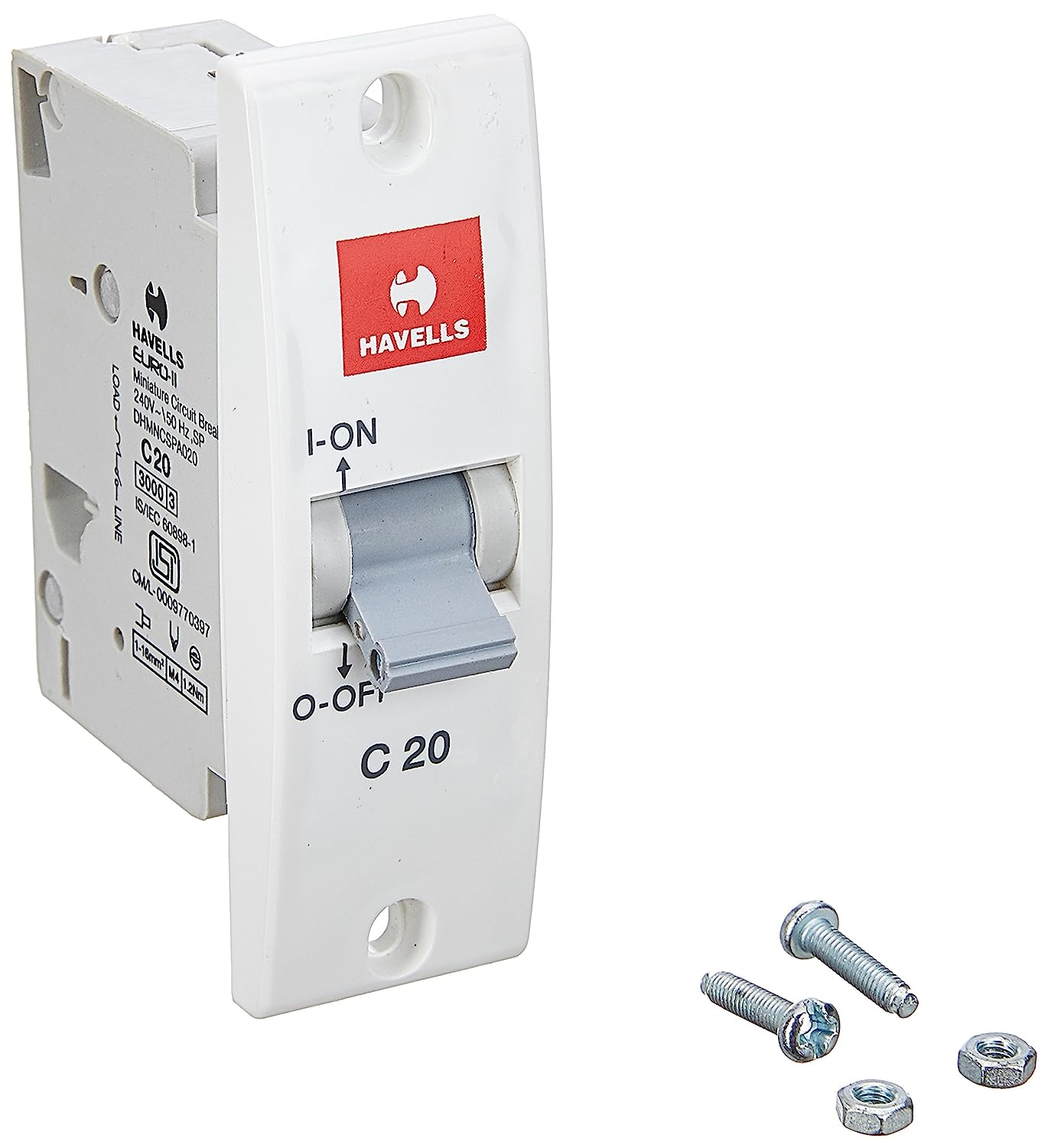  Havells DHMNCSPA020 PVC Plastic 20A SP C Mini MCB (White)