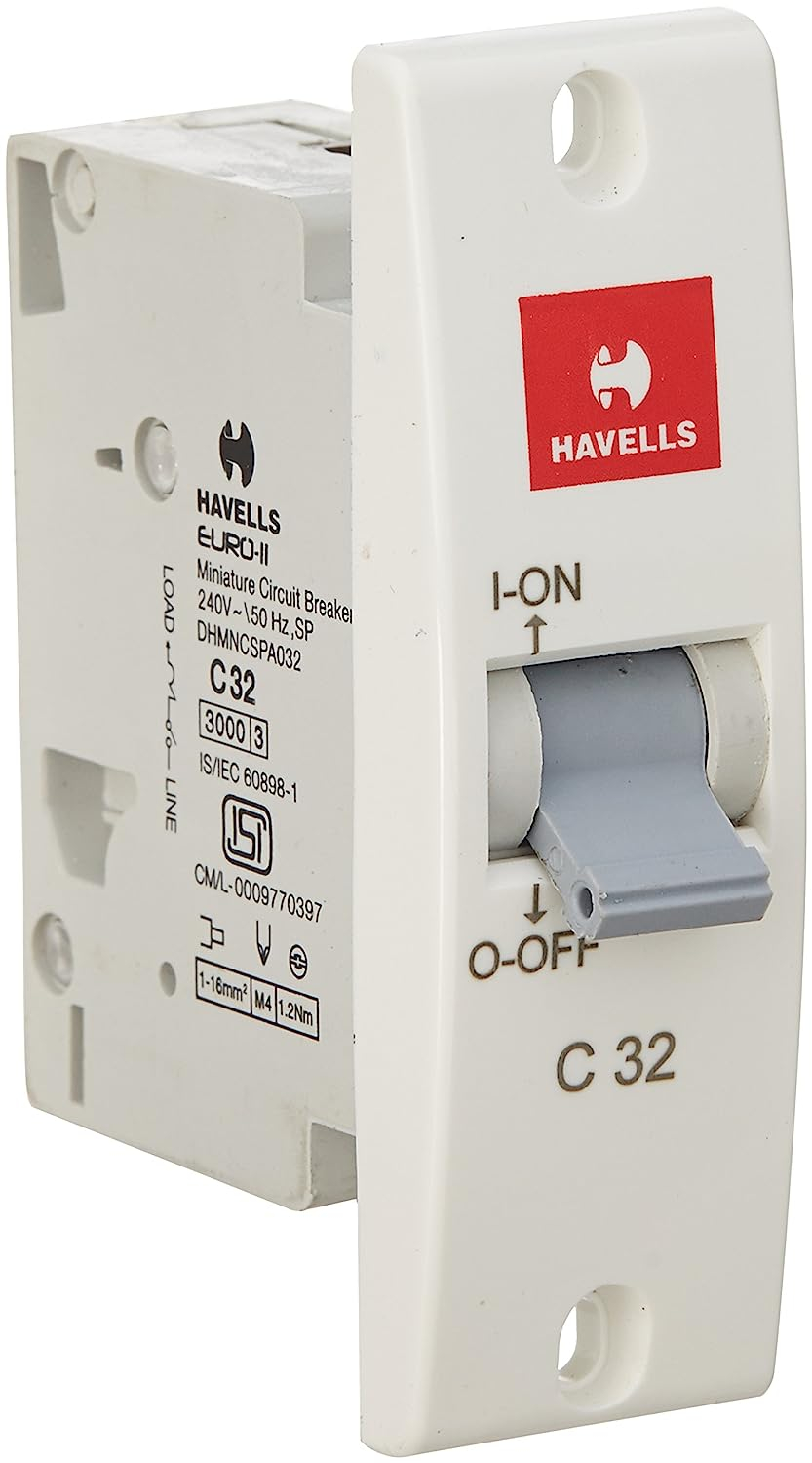 Havells DHMNCSPA032 PVC Plastic 32A SP C Mini MCB (White)