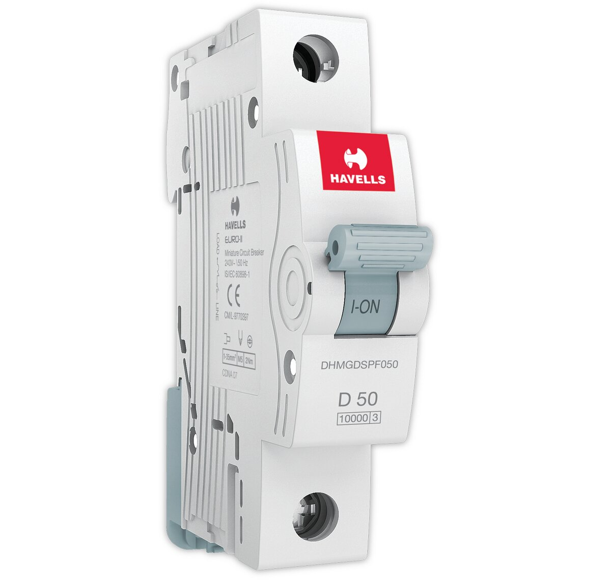 Havells PVC Plastic 50A MCB DP C Curve (White)
