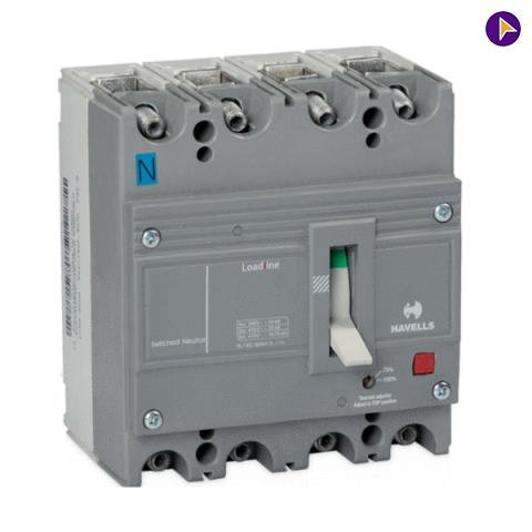 Havells 10kA 80A 415V Four Pole GS FT-FM MCCB, IHLGSF0080