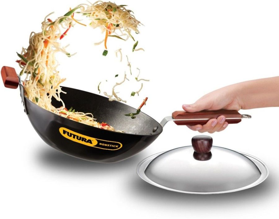 Hawkins INW30S - Non Stick Stir-Fry Wok, Deep-Fry Pan, Kadai Wok With Lid 3 L Capacity 27 Cm Diameter (Hard Anodised, Non-stick, Induction Bottom)