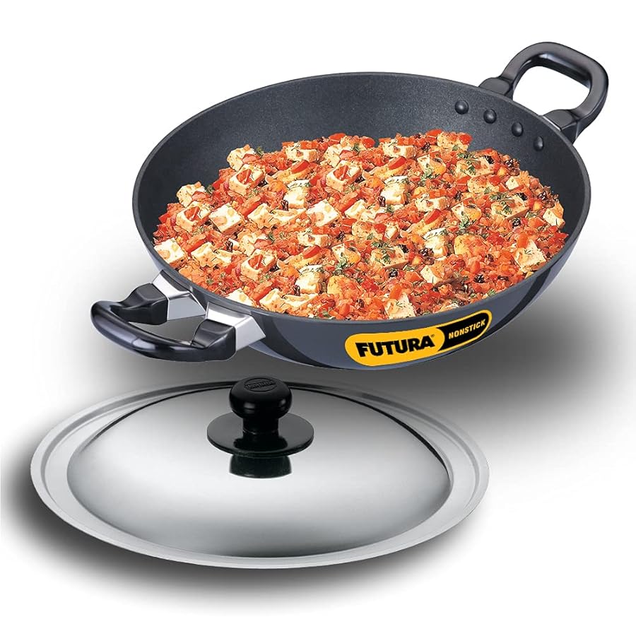 Hawkins NK25S - Nonstick Deep Fry Pan Kadhai Round Bottom With SSLid