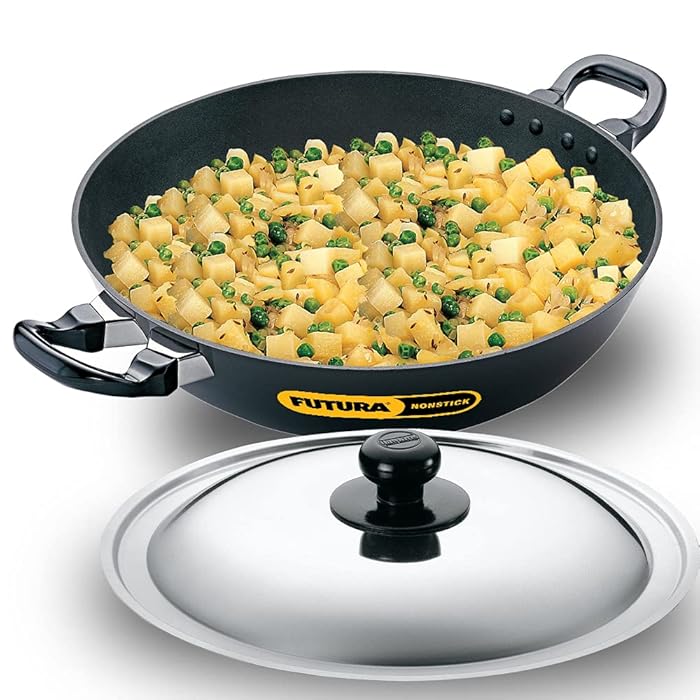 Hawkins NK40S - Nonstick Deep Fry Pan Kadhai Round Bottom With SS Lid