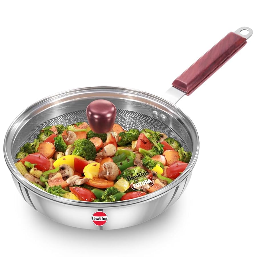 Hawkins NSF22G - 22 CM Triply SS Frvying Pan with Glass Lid