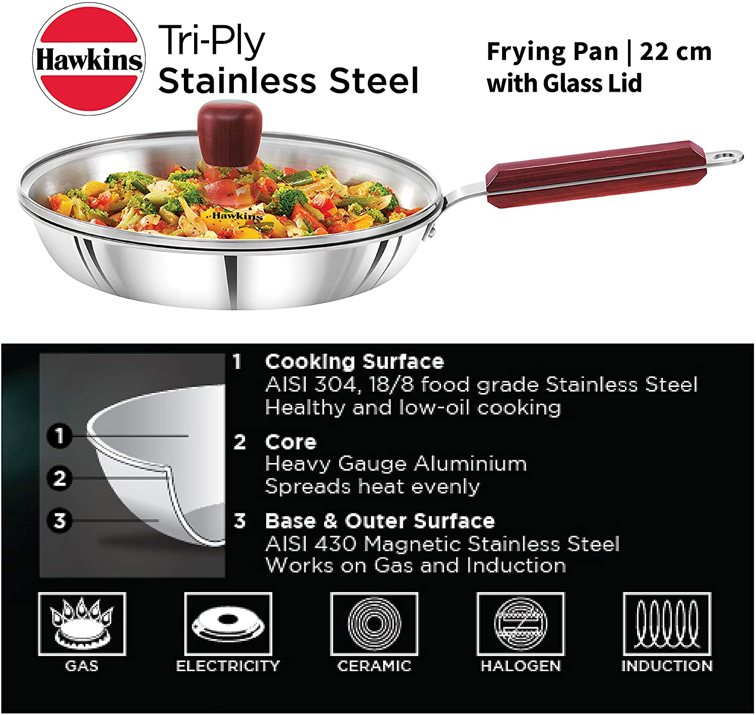 Hawkins stainless steel frying pan hotsell