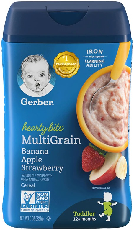 Gerber Baby Cereal Hearty Bits Multigrain Cereal Banana Apple Strawberry