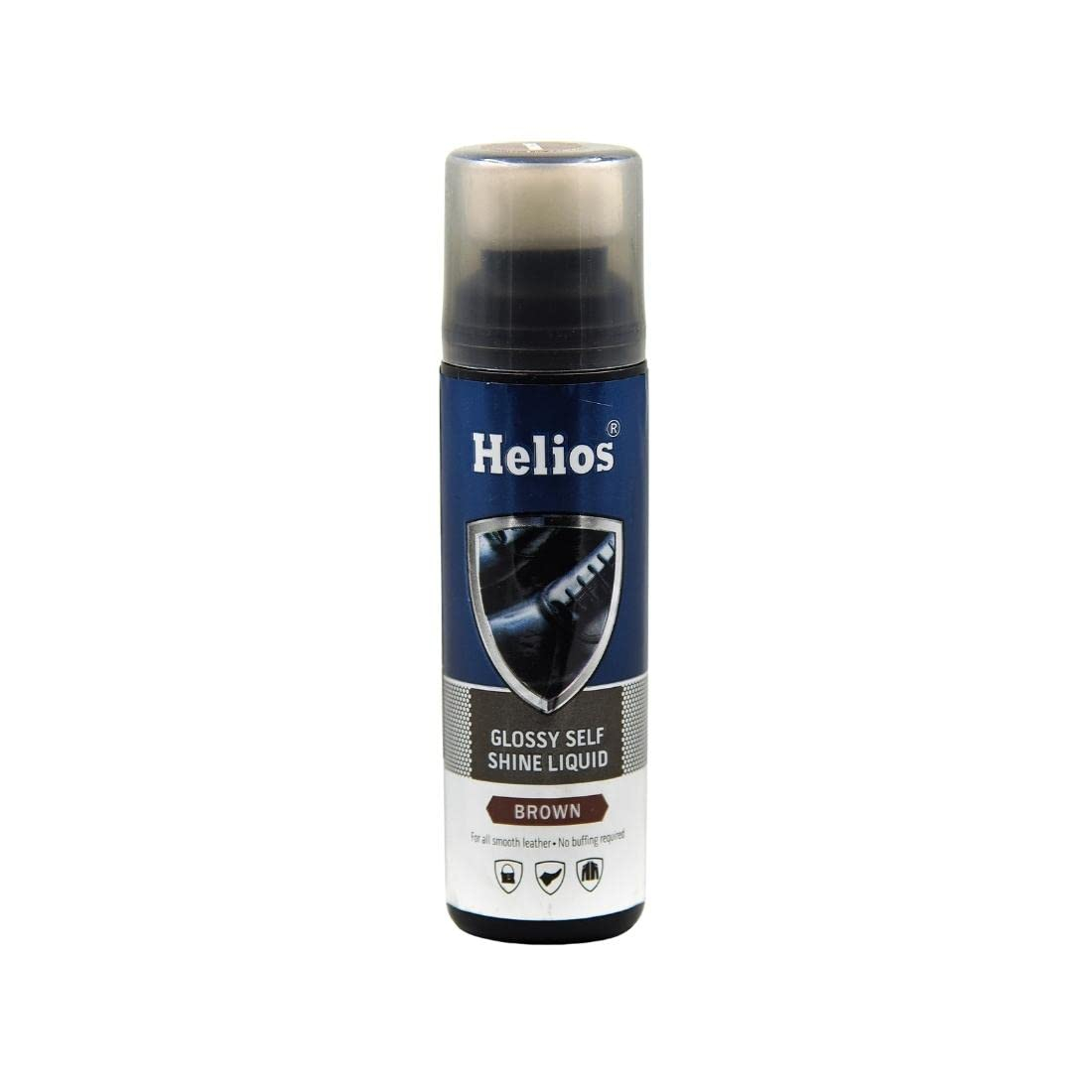 Helios Glossy Self Shine Liquid for all Leathers - 75 ml-Brown