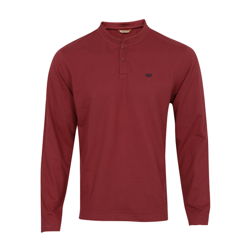 Wildcraft Men's Henley Tee -Maroon-L