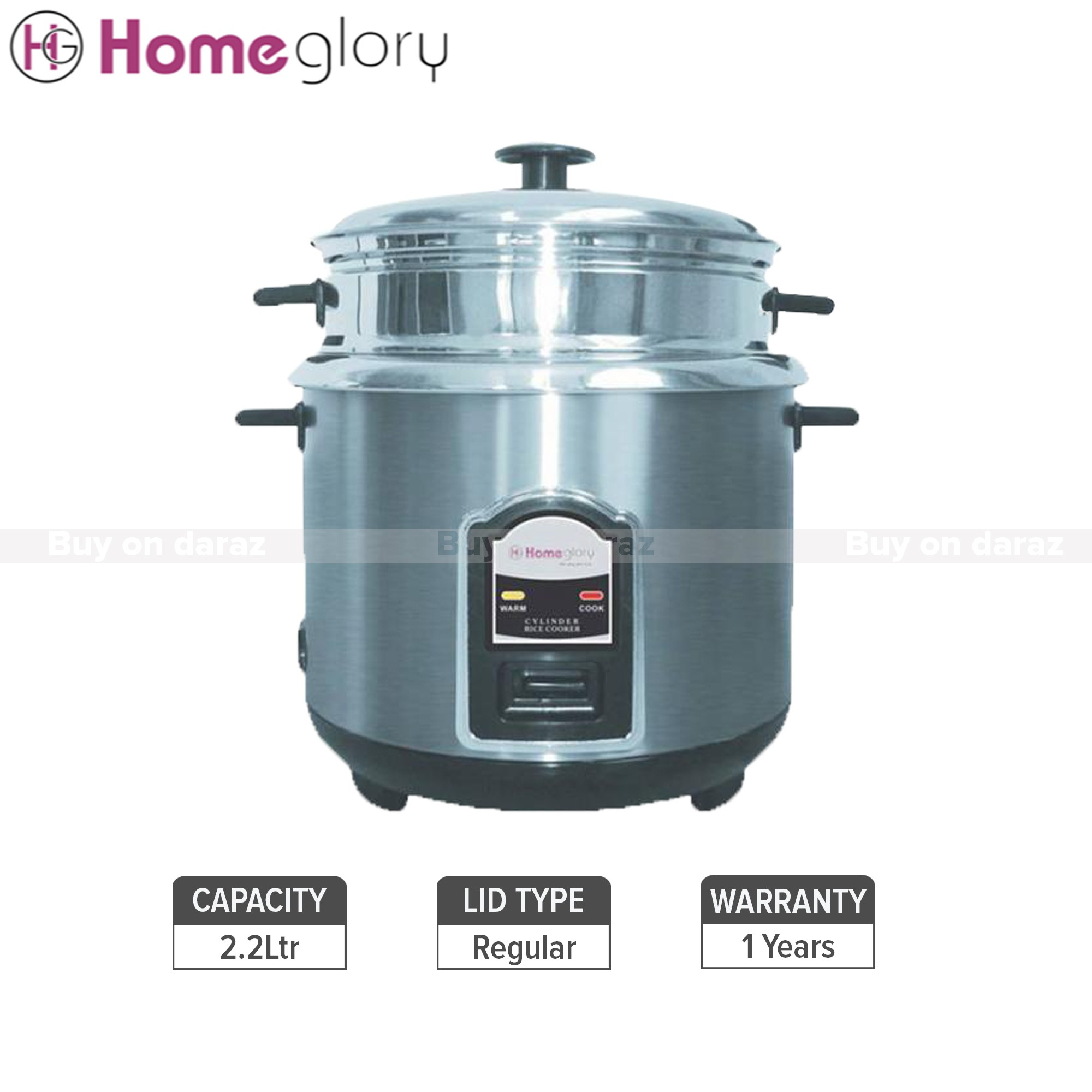 Homeglory Hg-Rc 202 Ss Drum Model Shine Rice Cooker 2.2 Ltr