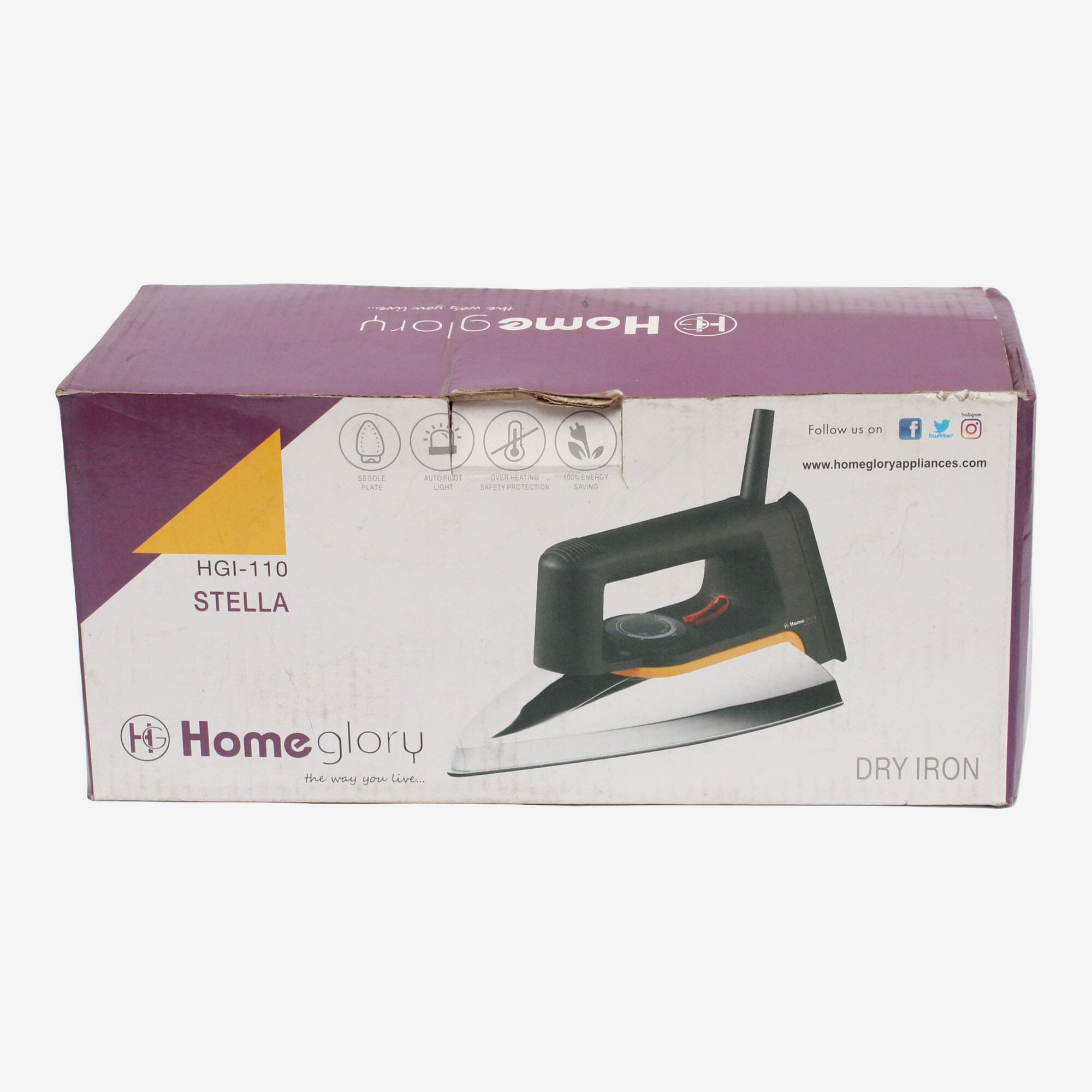 Homeglory HGI-110 STELLA Black Aluminium Soleplate Dry Iron 1200W