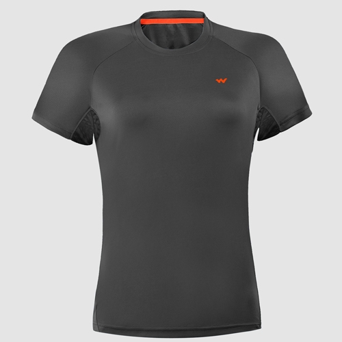 Wildcraft Women's HypaCool Hiking Crew T Shirt-Anthracite Black-XL