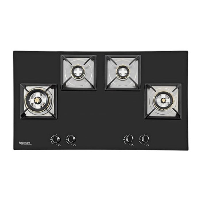 Hindware Andrea Stainless Steel 4 Burner Gas Stove, (Black)