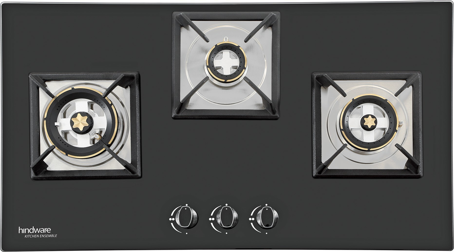 Hindware Elisa Plus 3B Hob Glass, Steel Automatic Hob  (3 Burners)