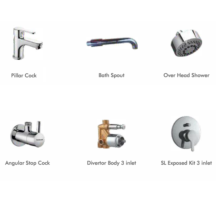 Hindware F430006 - Splendid Duo- 3 Way Pillar Cock
