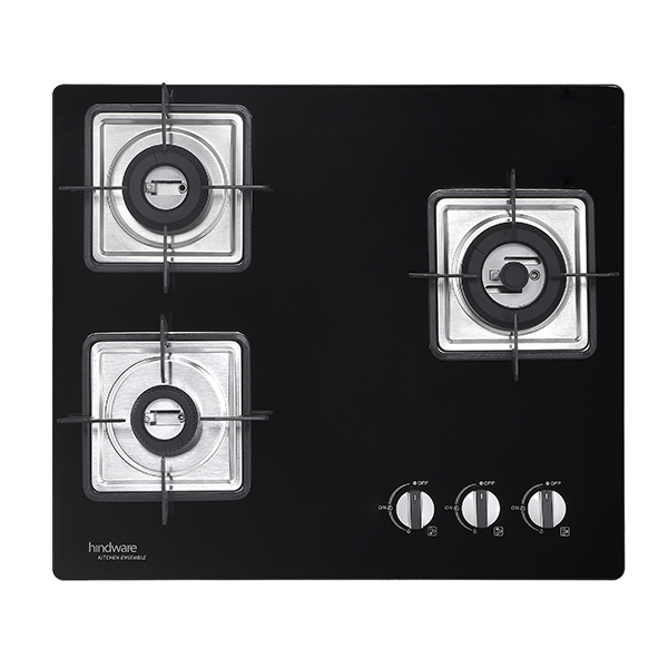 Hindware Andrea Stainless Steel 4 Burner Gas Stove, (Black)