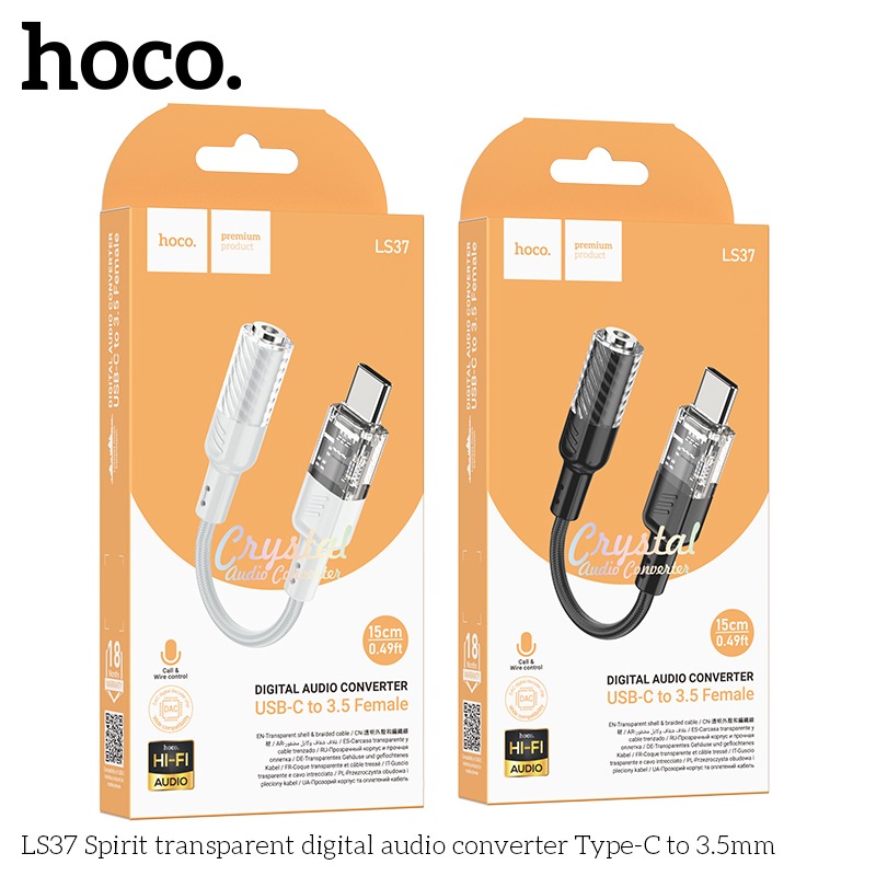 Hoco LS37 Spirit Transparent Digital Audio Converter Type-C to 3.5mm