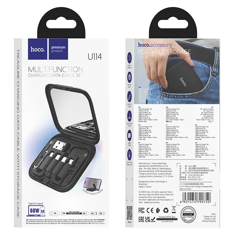 Hoco U114 Treasure Box Storage Charging Data Cable Set