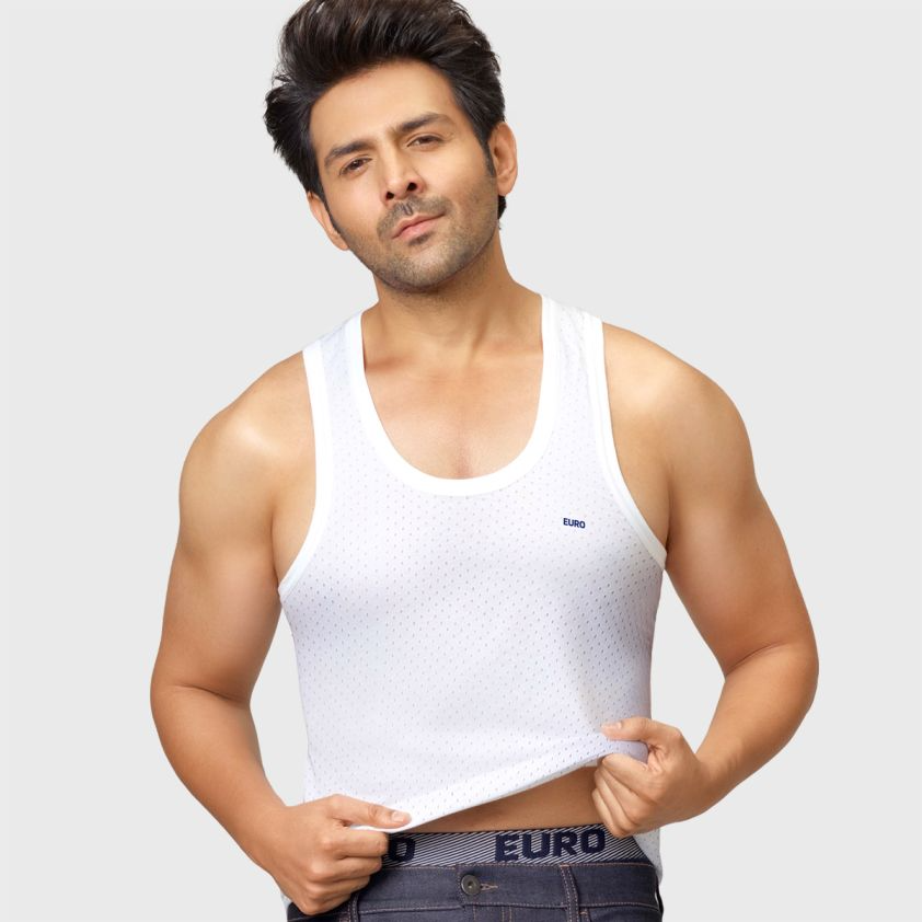 Euro Honeycomb Design Vest White Pack of 1 - Rupa 